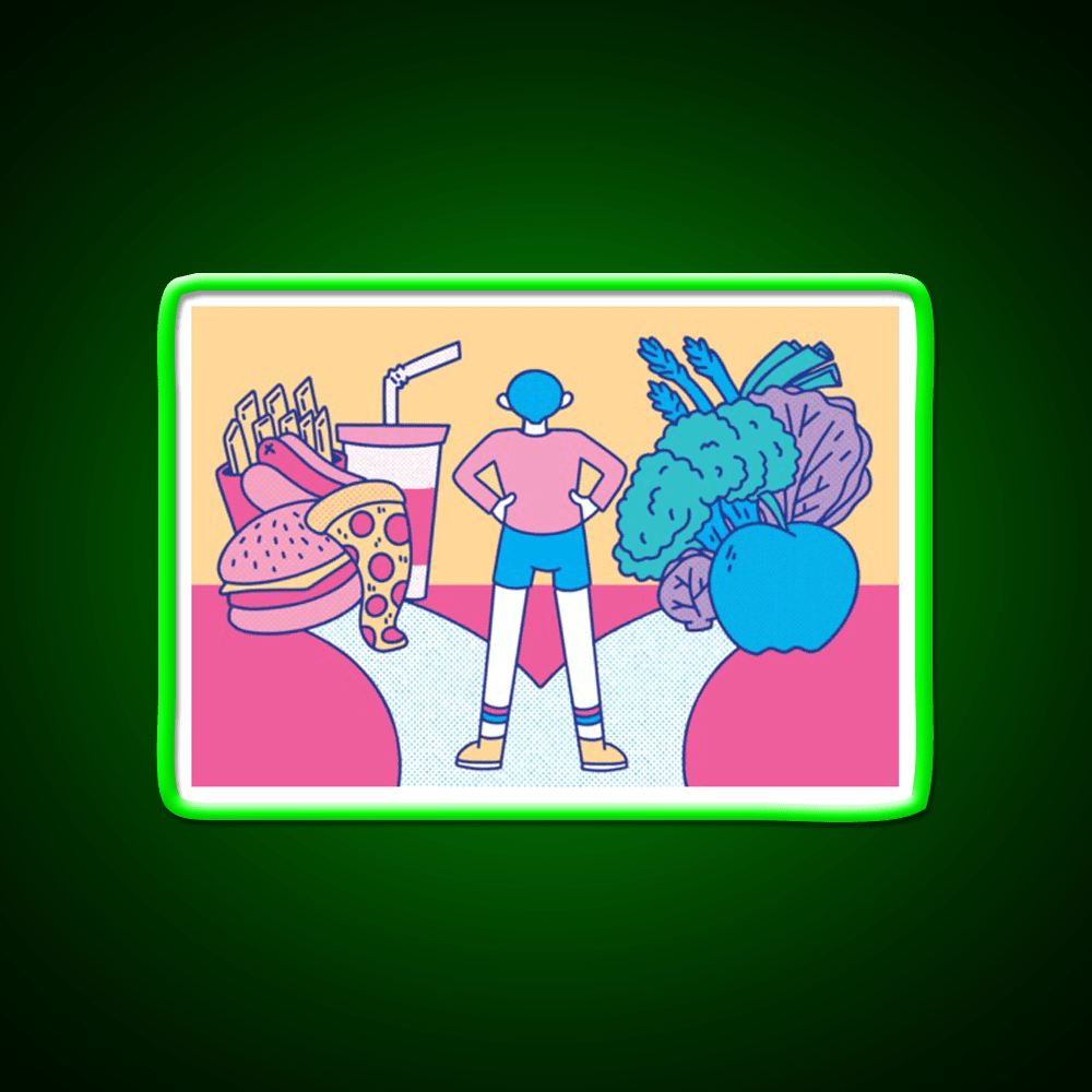 Path Between Fast Food And Healthy Food Led Neon Sign For Burger Place Rgb Color - Shineneon