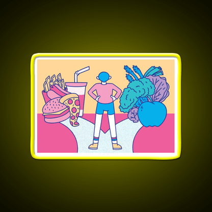 Path Between Fast Food And Healthy Food Led Neon Sign For Burger Place Rgb Color - Shineneon