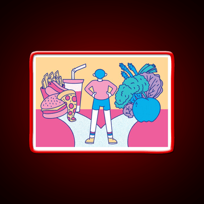 Path Between Fast Food And Healthy Food Led Neon Sign For Burger Place Rgb Color - Shineneon