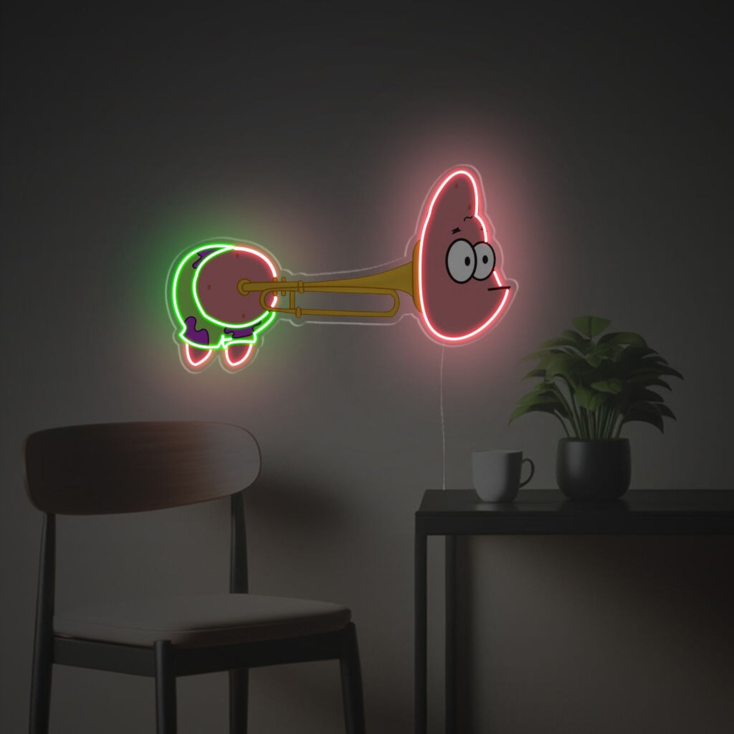 Patrick Star Stucked In Saxophone Led Neon Acrylic Artwork | Shineneon