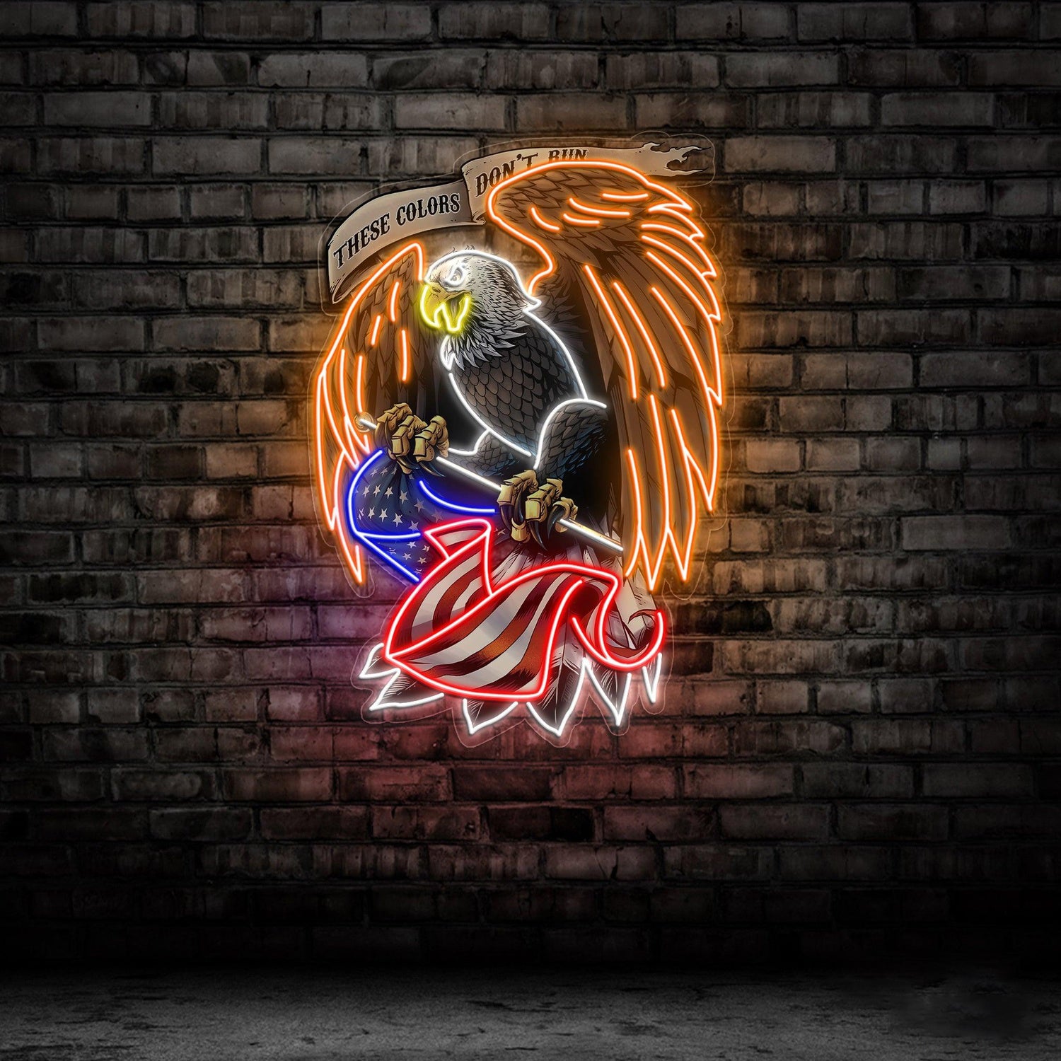 Patriotic Eagle Holding Us Flag Uv Printed Led Neon Sign Artwork For Indoor Wall Decor | Shineneon