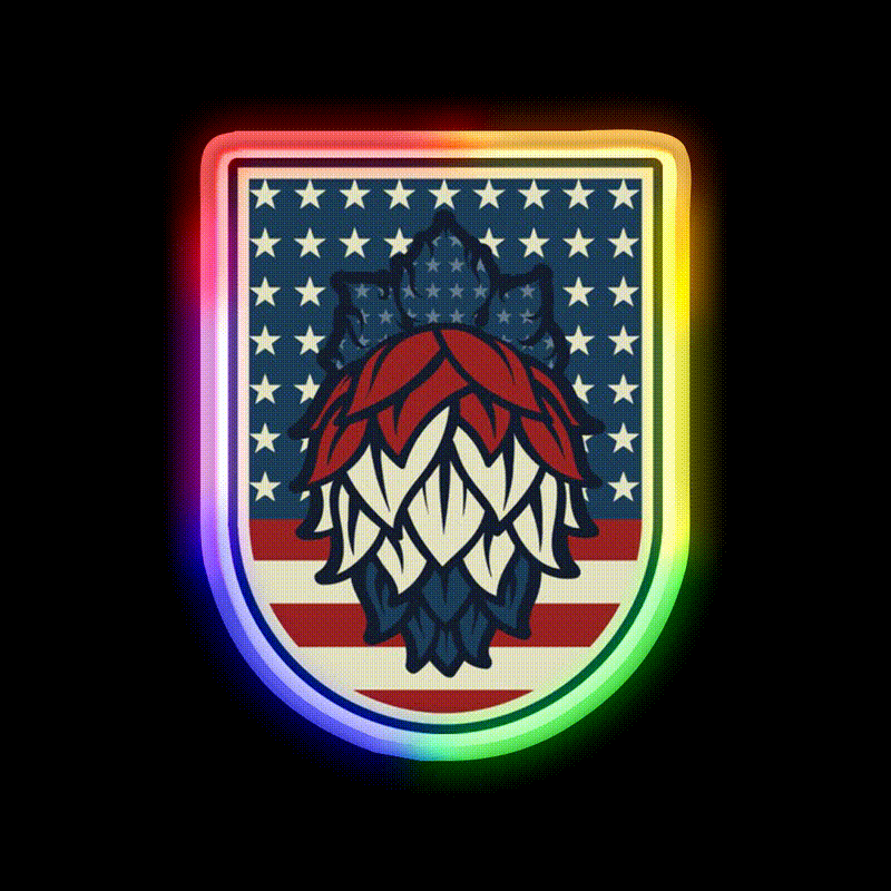 Patriotic Hops Craft Beer American Flag Beer Bar Decor Led Neon Sign Rgb Color - LED neon sign close-up detail