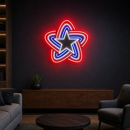 Patriotic Line Star LED Neon Sign Garage Man Cave Neon Sign real lifestyle scene