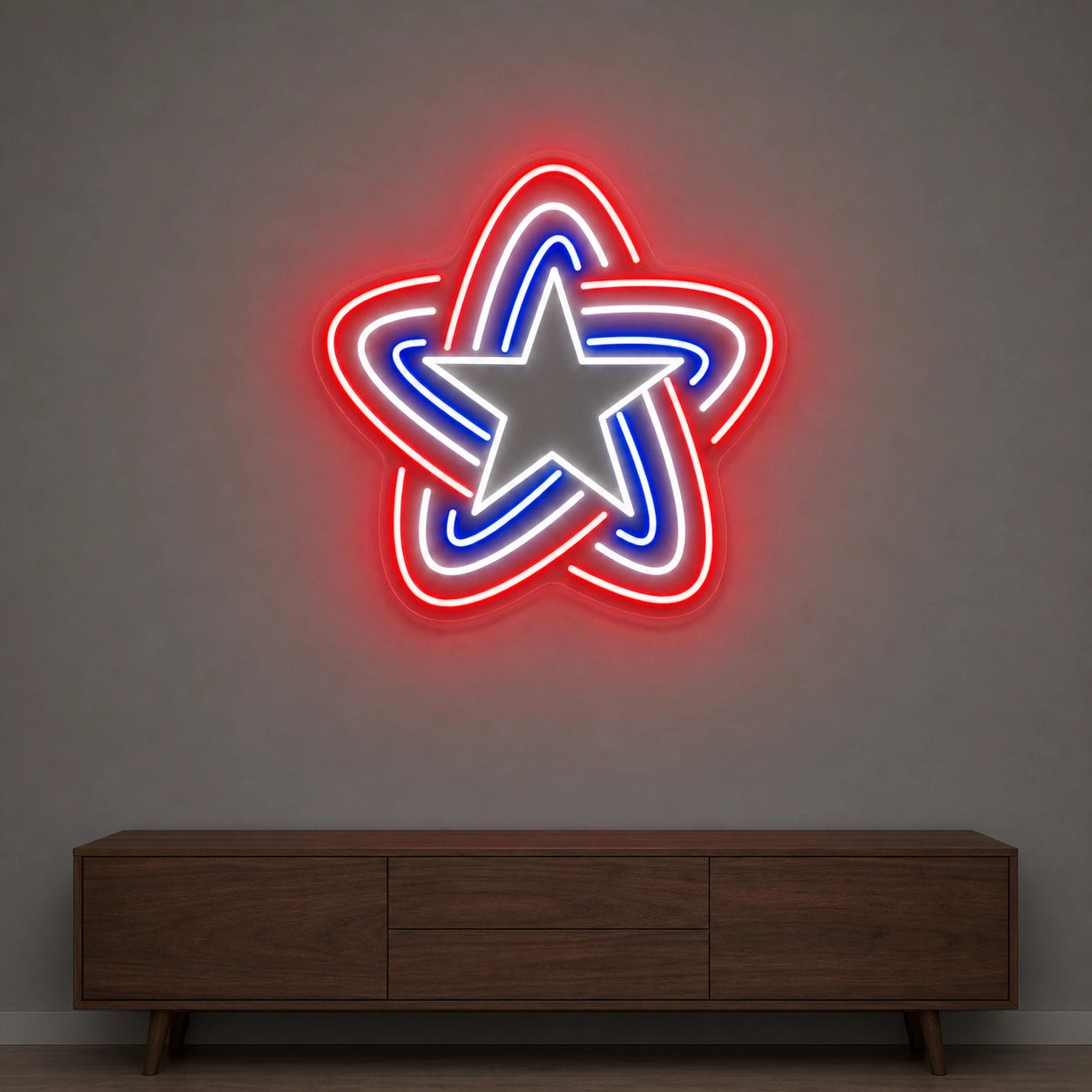 Patriotic Line Star LED Neon Sign Garage Man Cave Neon Sign size image