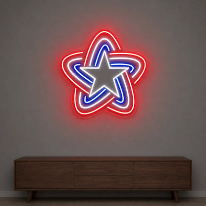 Patriotic Line Star LED Neon Sign Garage Man Cave Neon Sign size image