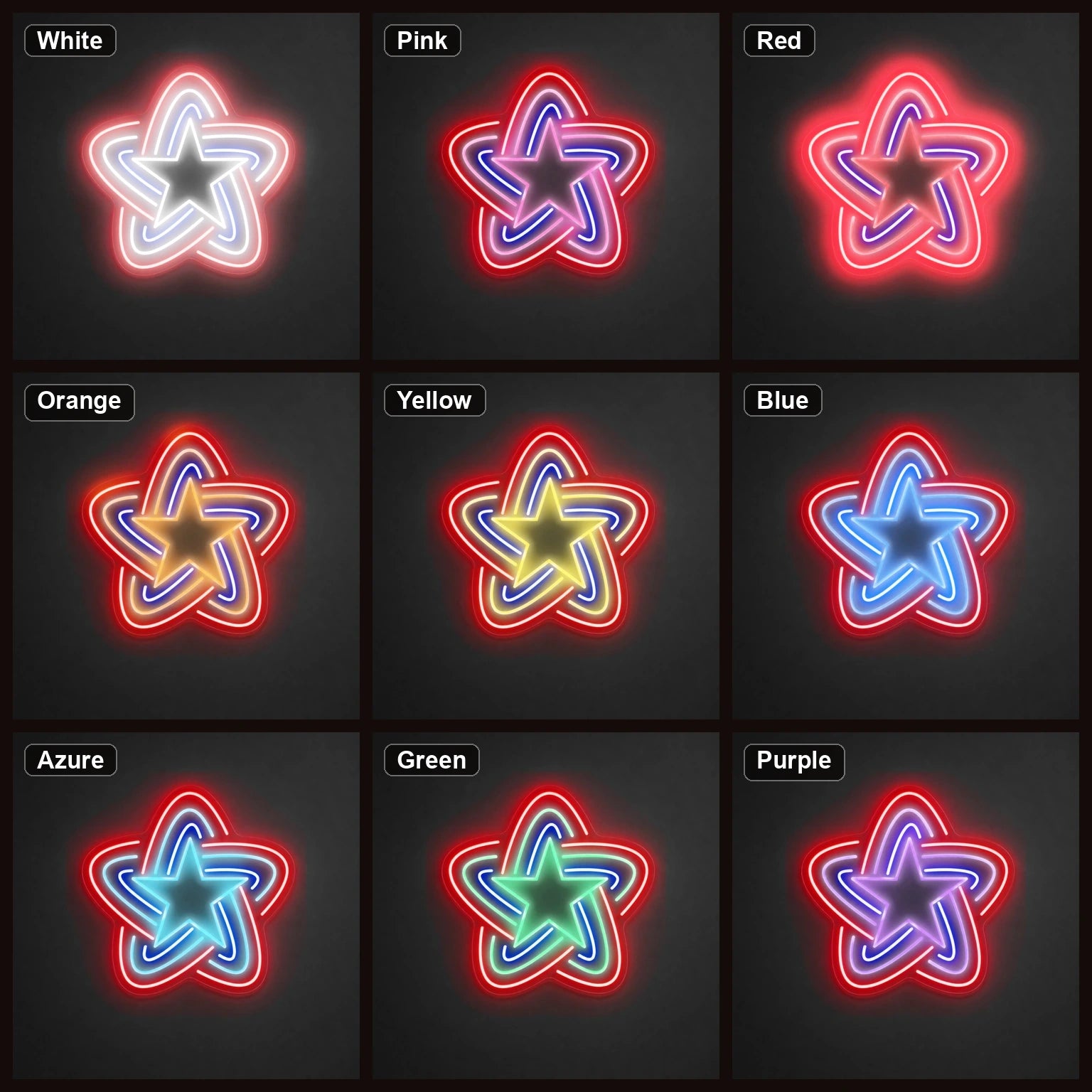 Patriotic Line Star LED Neon Sign Garage Man Cave Neon Sign color grid