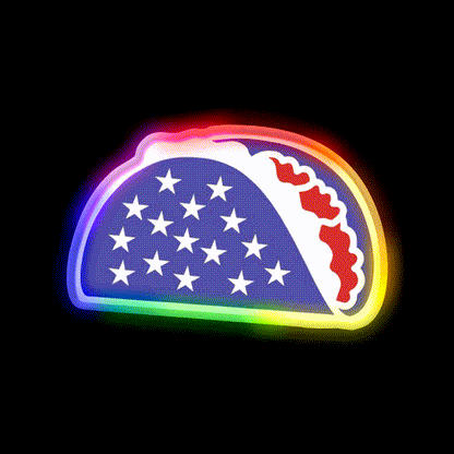 Patriotic Taco Red White And Blue Flag Gift Taco Led Neon Sign Rgb Color - LED neon sign close-up detail