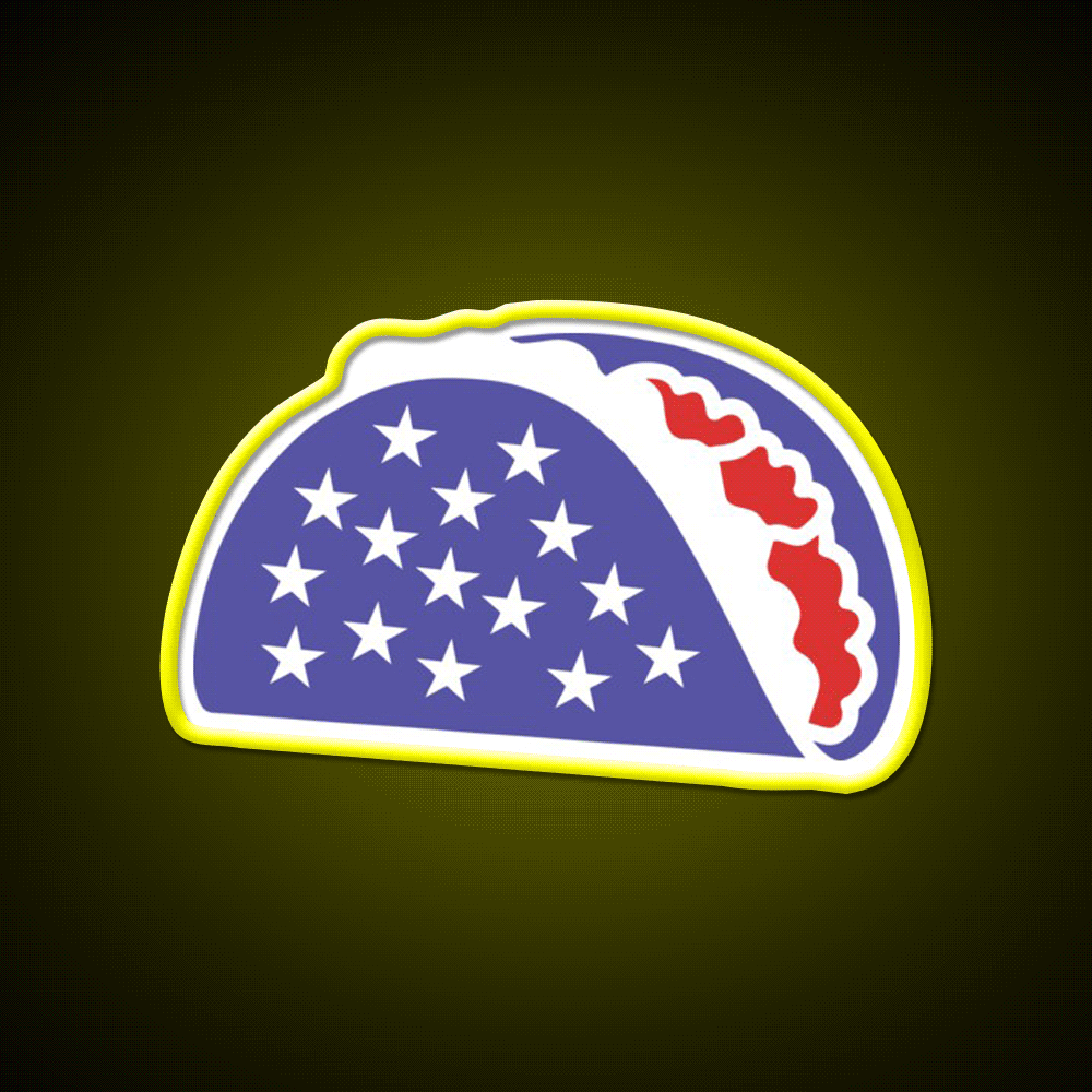 Patriotic Taco Red White And Blue Flag Gift Taco Led Neon Sign Rgb Color - Custom LED neon sign front view