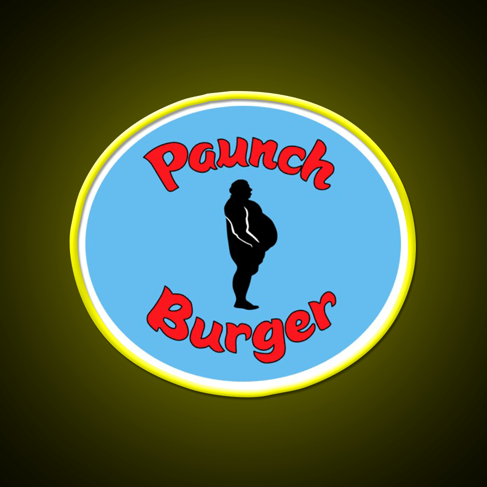 Paunch Burger Logo Parks Recreation Led Neon Sign For Burger Place Rgb Color - Shineneon