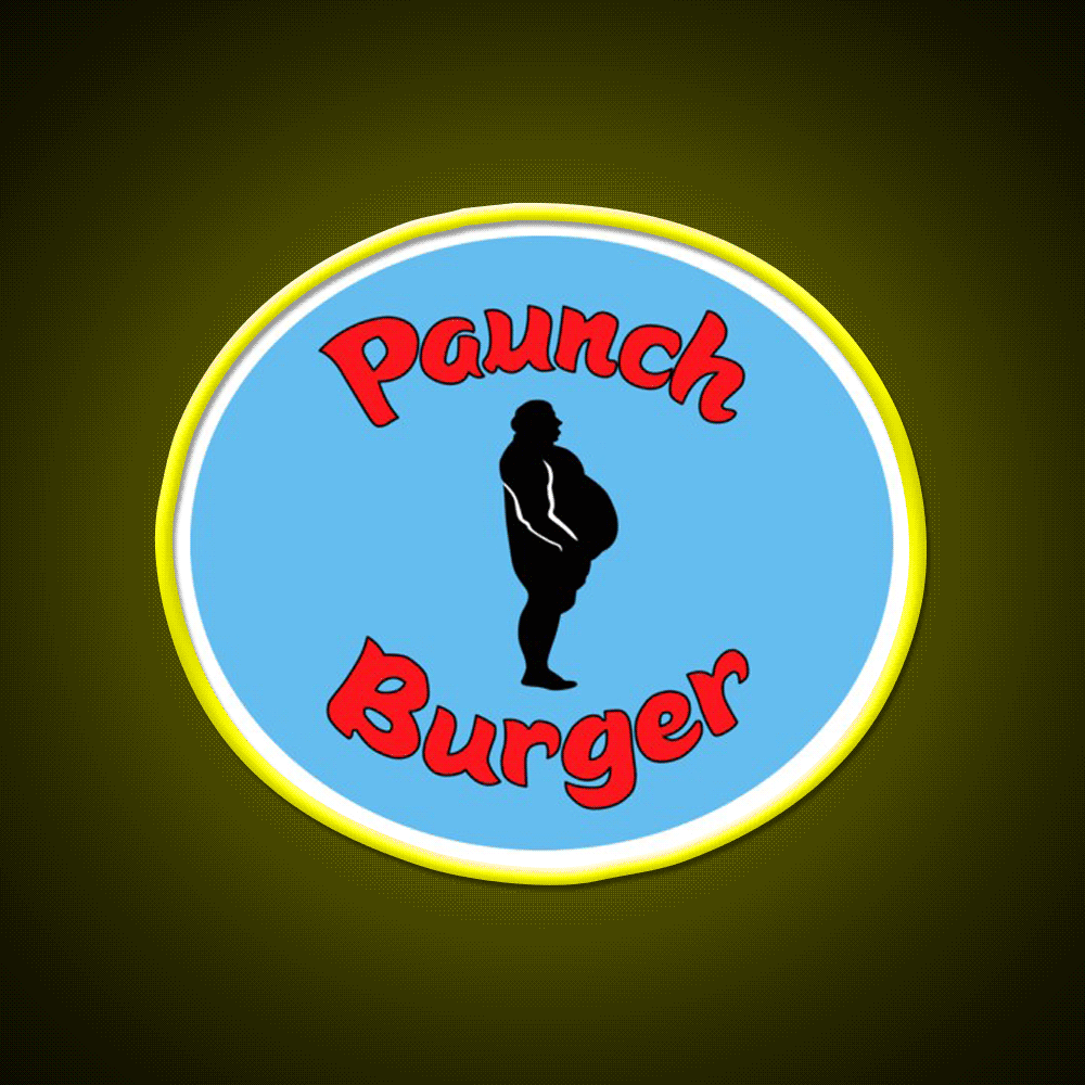 Paunch Burger Logo Parks Recreation Led Neon Sign For Burger Place Rgb Color - Custom LED neon sign front view