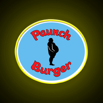 Paunch Burger Logo Parks Recreation Led Neon Sign For Burger Place Rgb Color - Custom LED neon sign front view