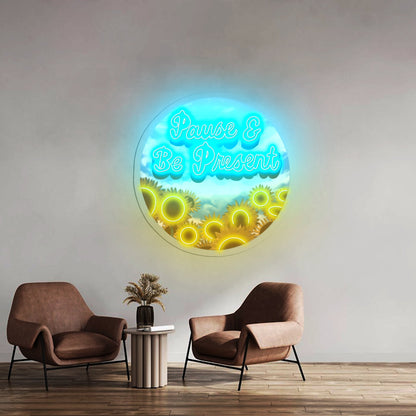Pause Be Present Positivity Artwork Aesthetic Neon Signs - Shineneon