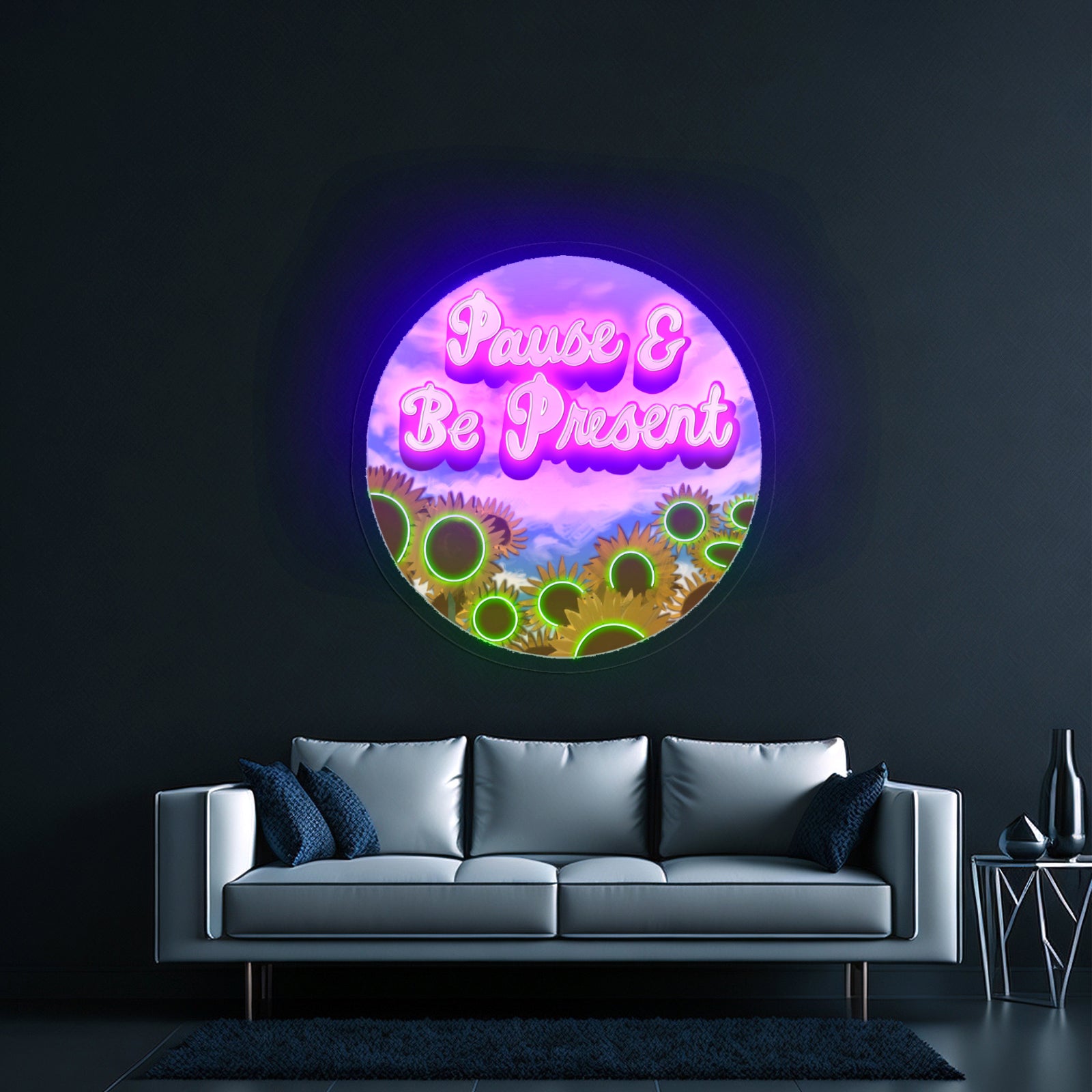 Pause Be Present Positivity Artwork Aesthetic Neon Signs