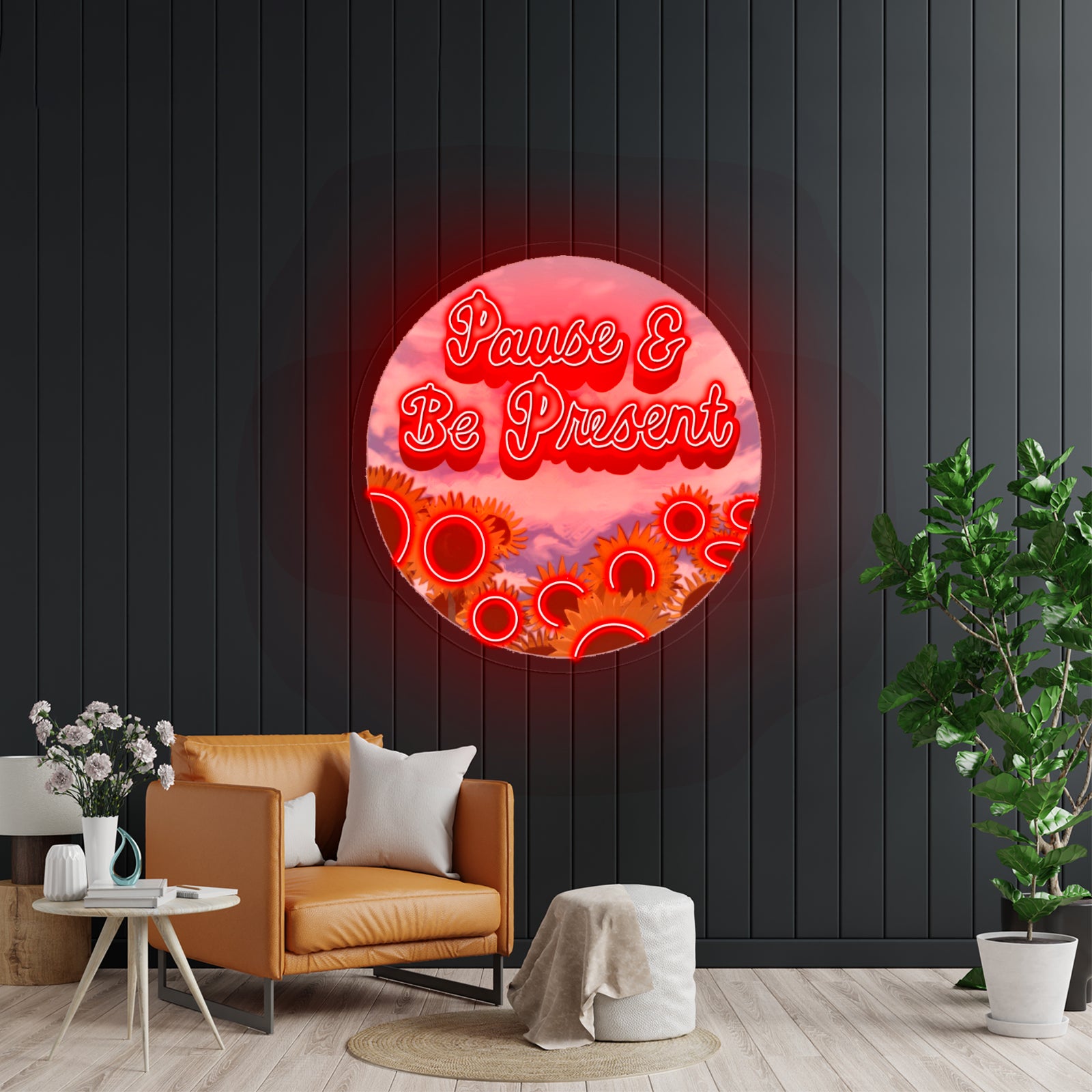 Pause Be Present Positivity Artwork Aesthetic Neon Signs