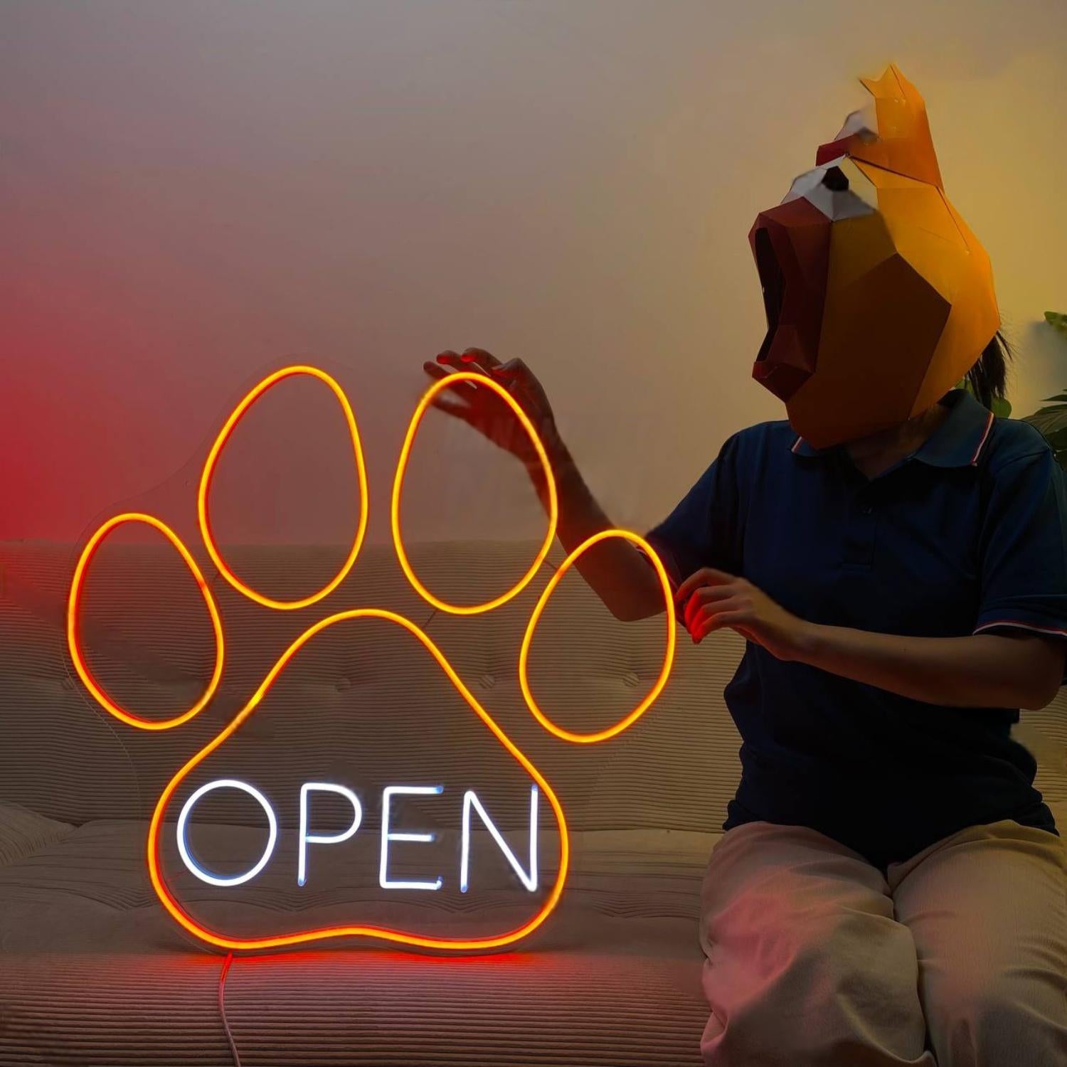 Paw Dog Open Led Neon Sign Dog Led Neon Sign | Shineneon