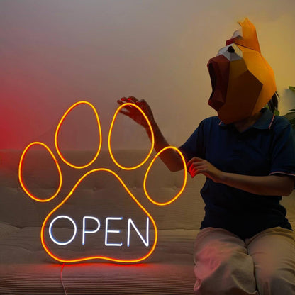 Paw Dog Open Led Neon Sign Dog Led Neon Sign | Shineneon