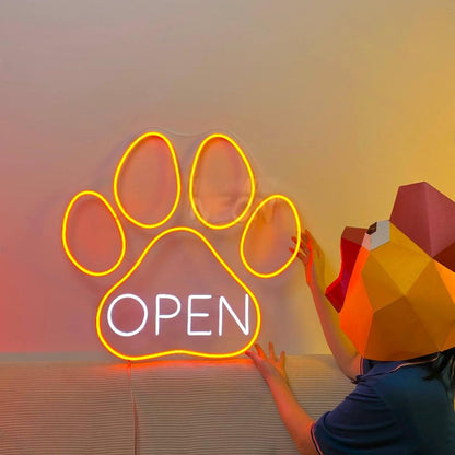 Paw Dog Open Led Neon Sign Dog Led Neon Sign | Shineneon