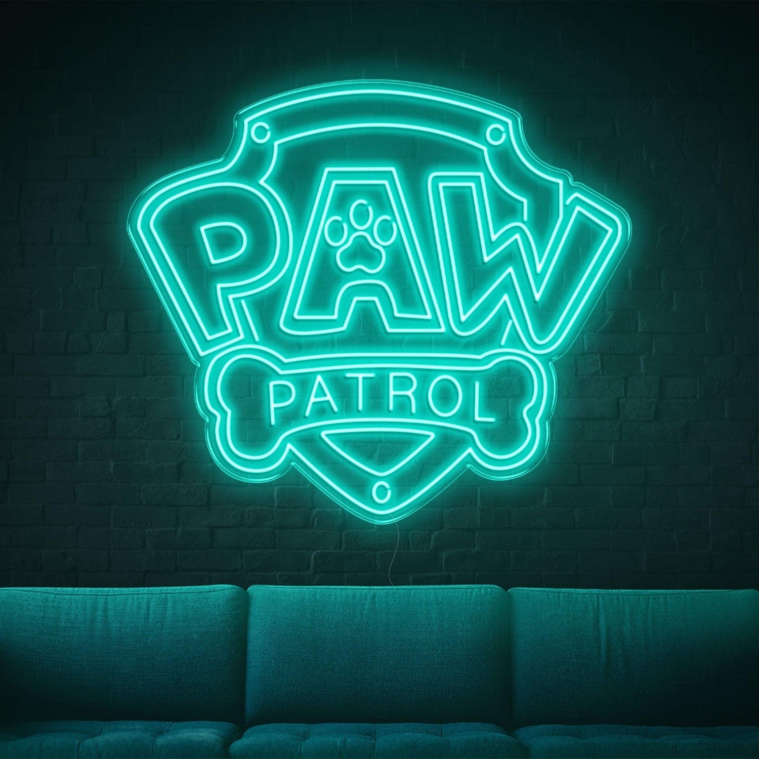 Paw Patrol Yellow Shield Dog Bone Led Neon Sign For Kids Room | Shineneon