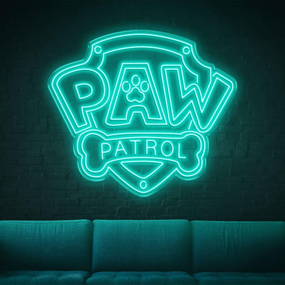 Paw Patrol Yellow Shield Dog Bone Led Neon Sign For Kids Room | Shineneon