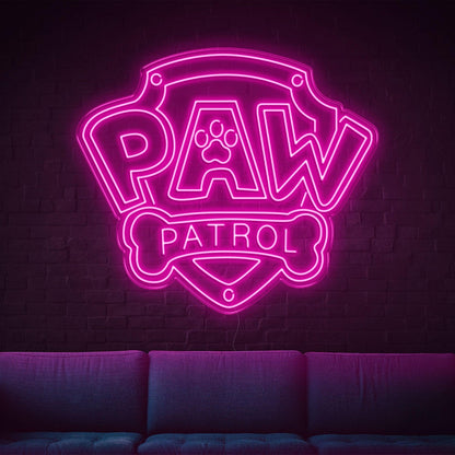 Paw Patrol Yellow Shield Dog Bone Led Neon Sign For Kids Room | Shineneon