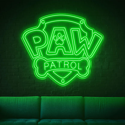 Paw Patrol Yellow Shield Dog Bone Led Neon Sign For Kids Room | Shineneon