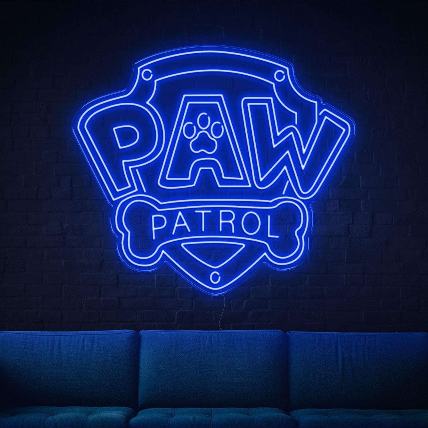 Paw Patrol Yellow Shield Dog Bone Led Neon Sign For Kids Room | Shineneon
