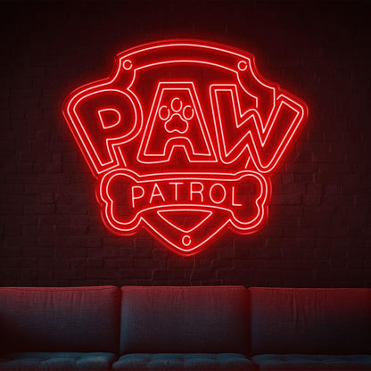 Paw Patrol Yellow Shield Dog Bone Led Neon Sign For Kids Room | Shineneon