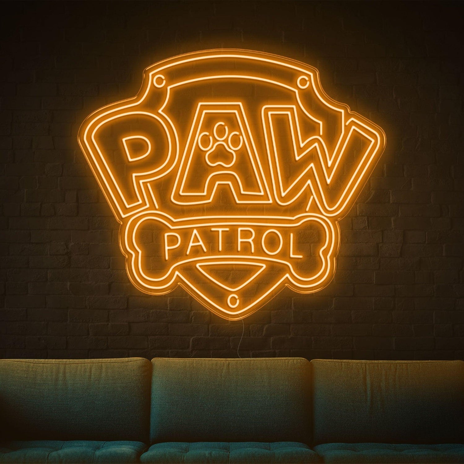 Paw Patrol Yellow Shield Dog Bone Led Neon Sign For Kids Room | Shineneon
