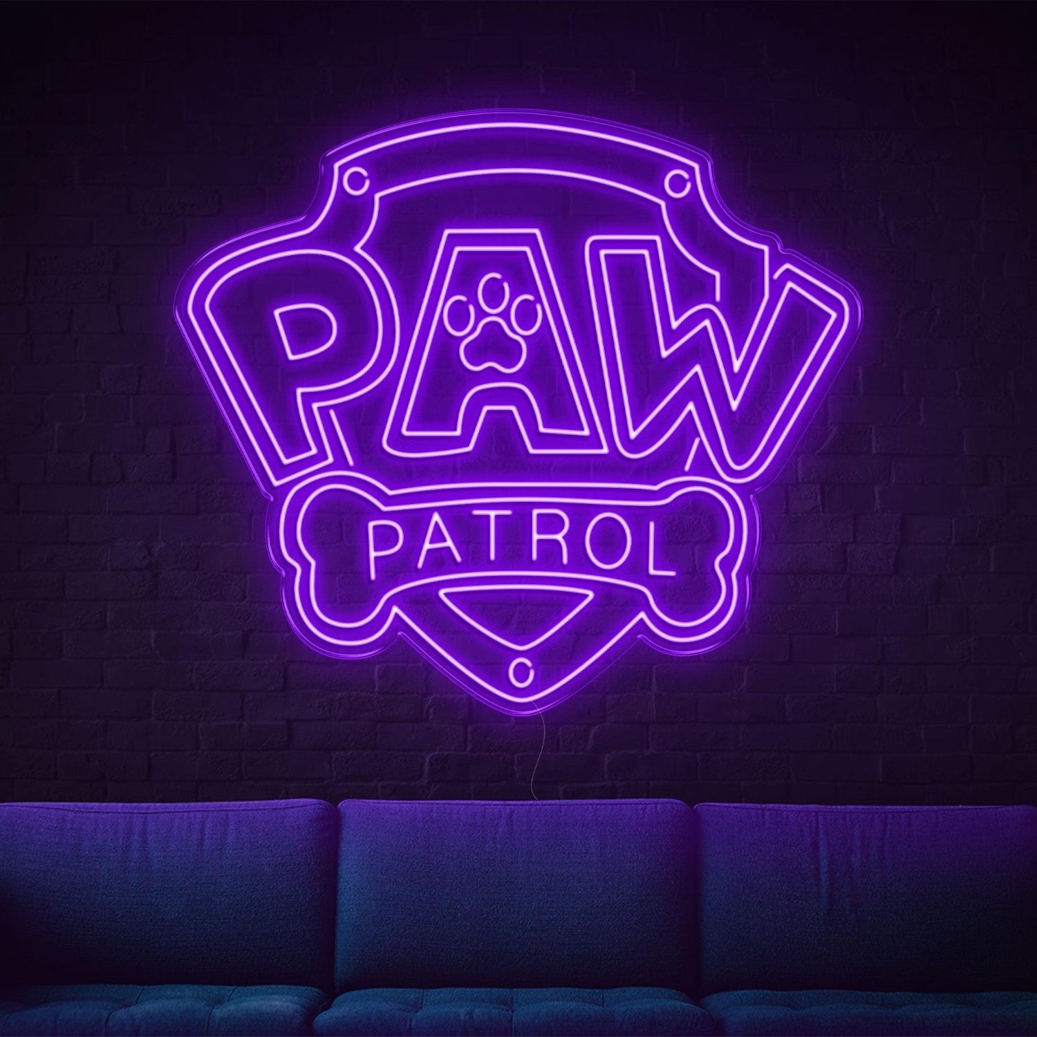 Paw Patrol Yellow Shield Dog Bone Led Neon Sign For Kids Room | Shineneon