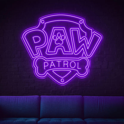 Paw Patrol Yellow Shield Dog Bone Led Neon Sign For Kids Room | Shineneon