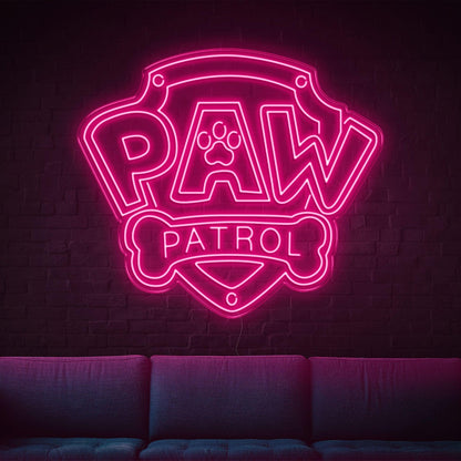 Paw Patrol Yellow Shield Dog Bone Led Neon Sign For Kids Room | Shineneon