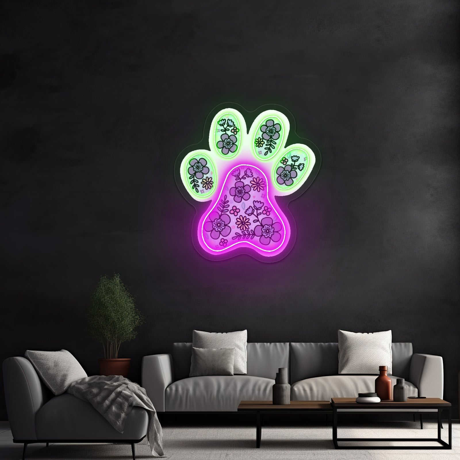 Paw Print Artwork Neon Sign Art