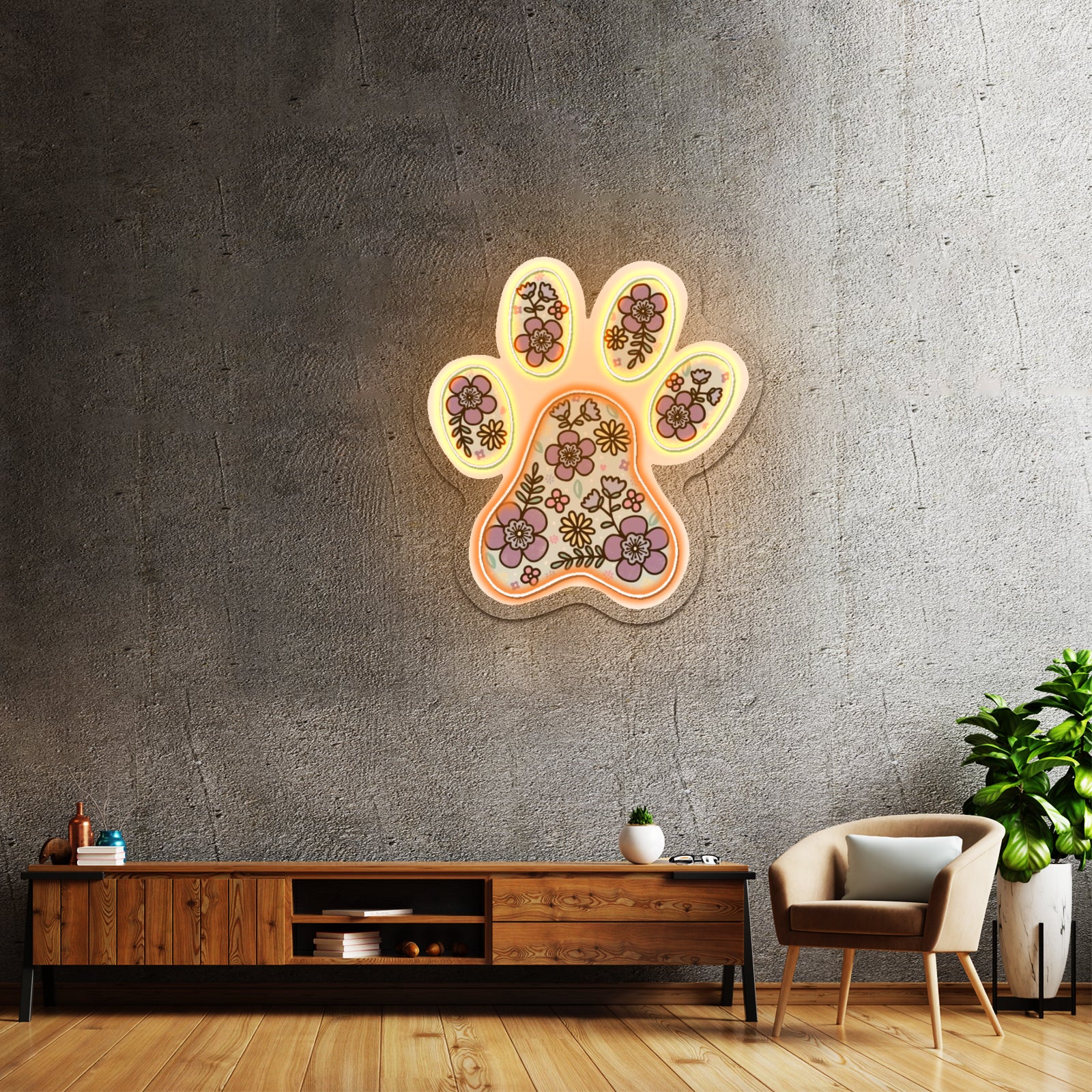 Paw Print Artwork Neon Sign Art