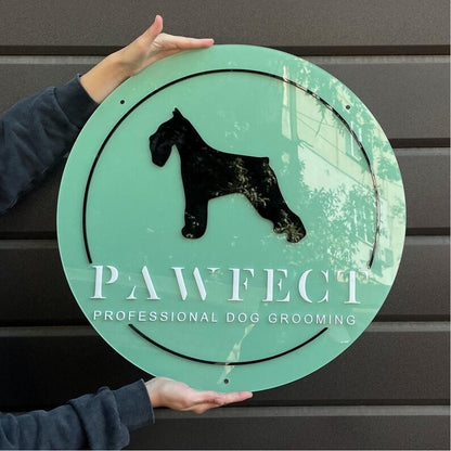 Pawfect Dog Grooming Acrylic Business Logo Sign - Shineneon