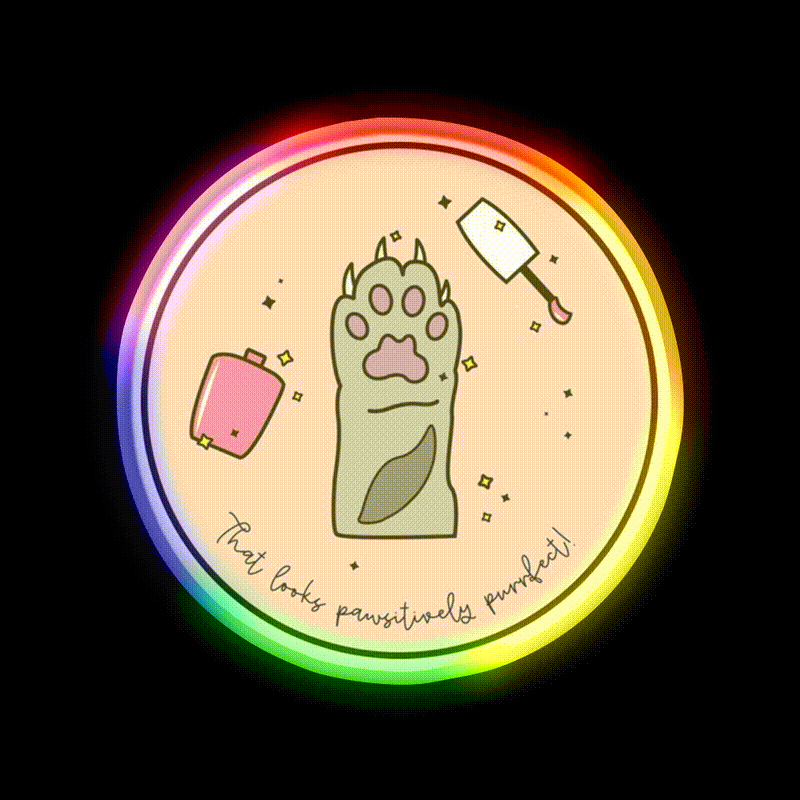 Pawsitively Purrfect Cat Paw Nail Salon Led Neon Sign Rgb Color - LED neon sign close-up detail