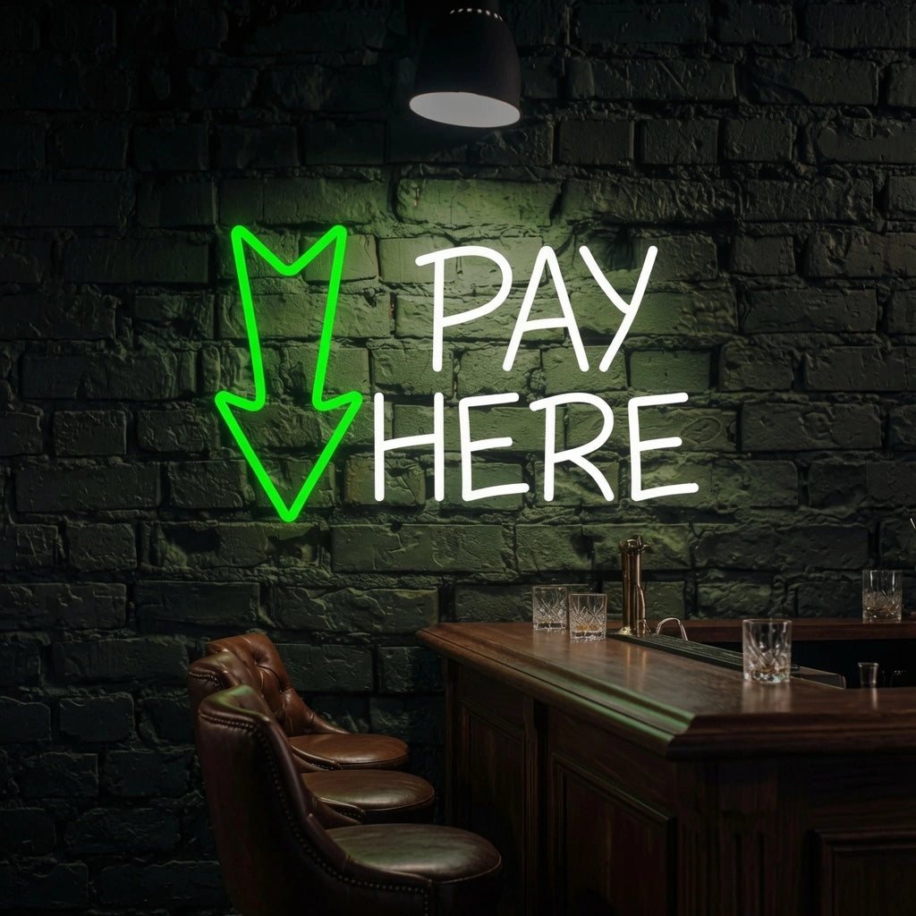 Pay Here On A Brick Wall Decor LED Neon Sign - 02 High-Converting Product Image