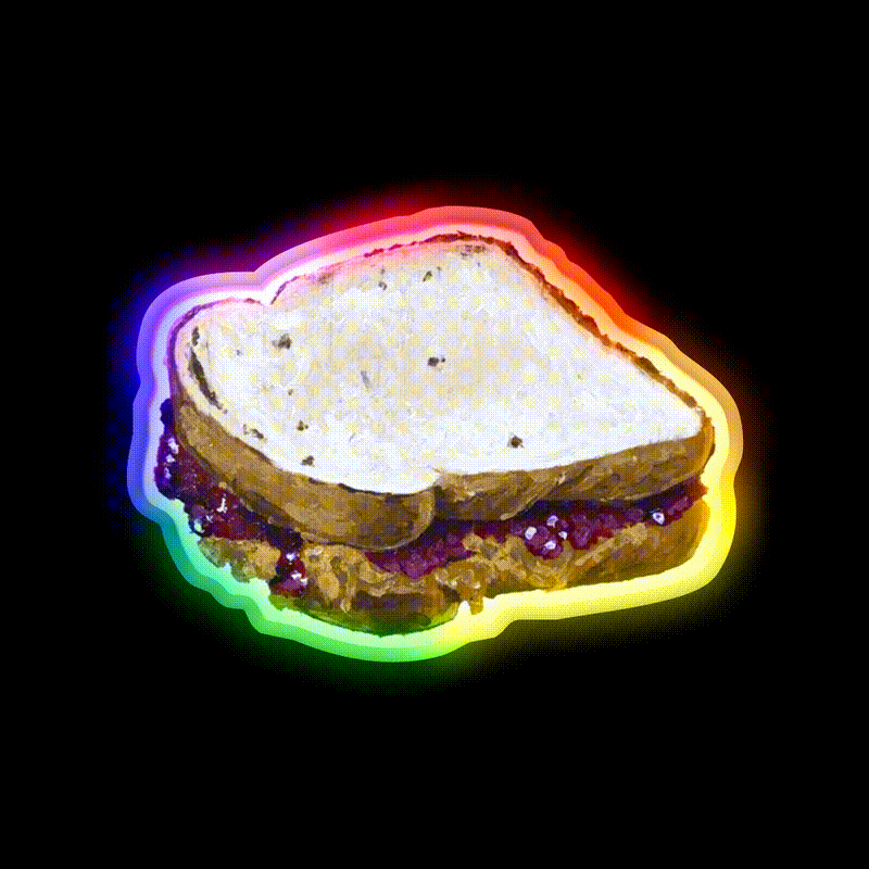 Pb And J Snack Food Led Neon Sign Rgb Color - LED neon sign close-up detail