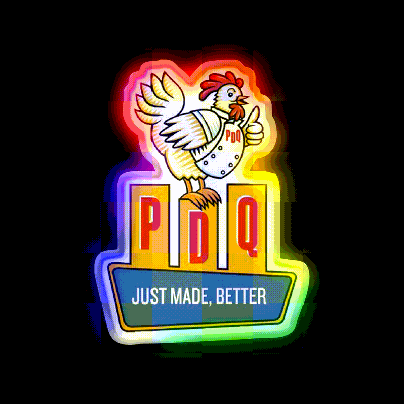 Pdq Fast Food Led Neon Sign For Burger Place Rgb Color - LED neon sign close-up detail