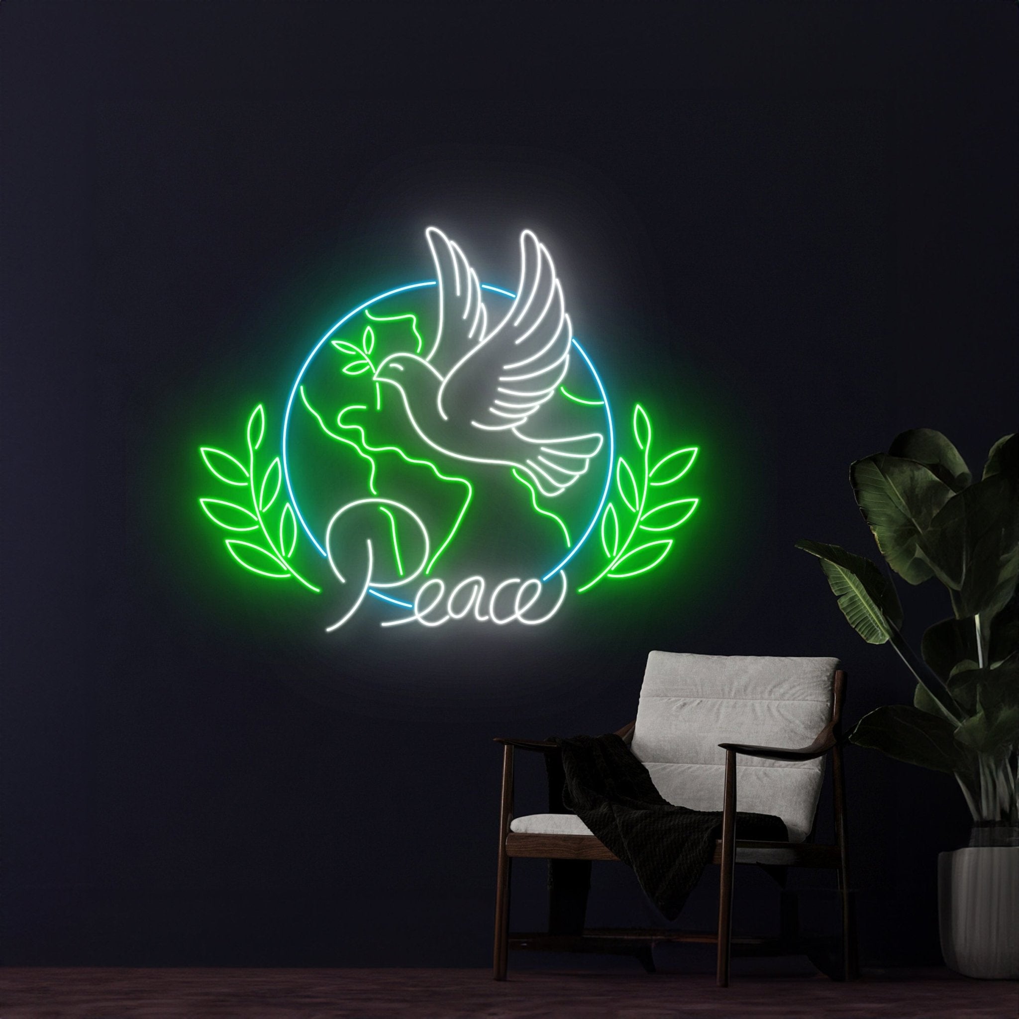 Peace Earth Dove Neon Sign - Shineneon