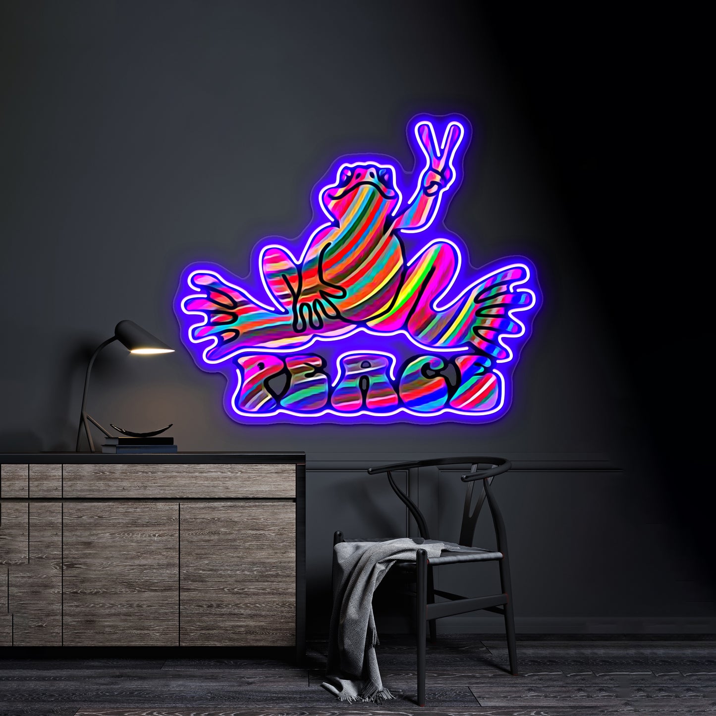 Peace Frog Wall Artwork Neon Signs