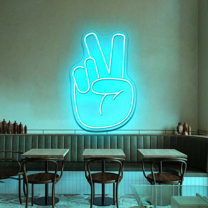 Peace Hand Cheap Neon Signs - Size and dimension reference