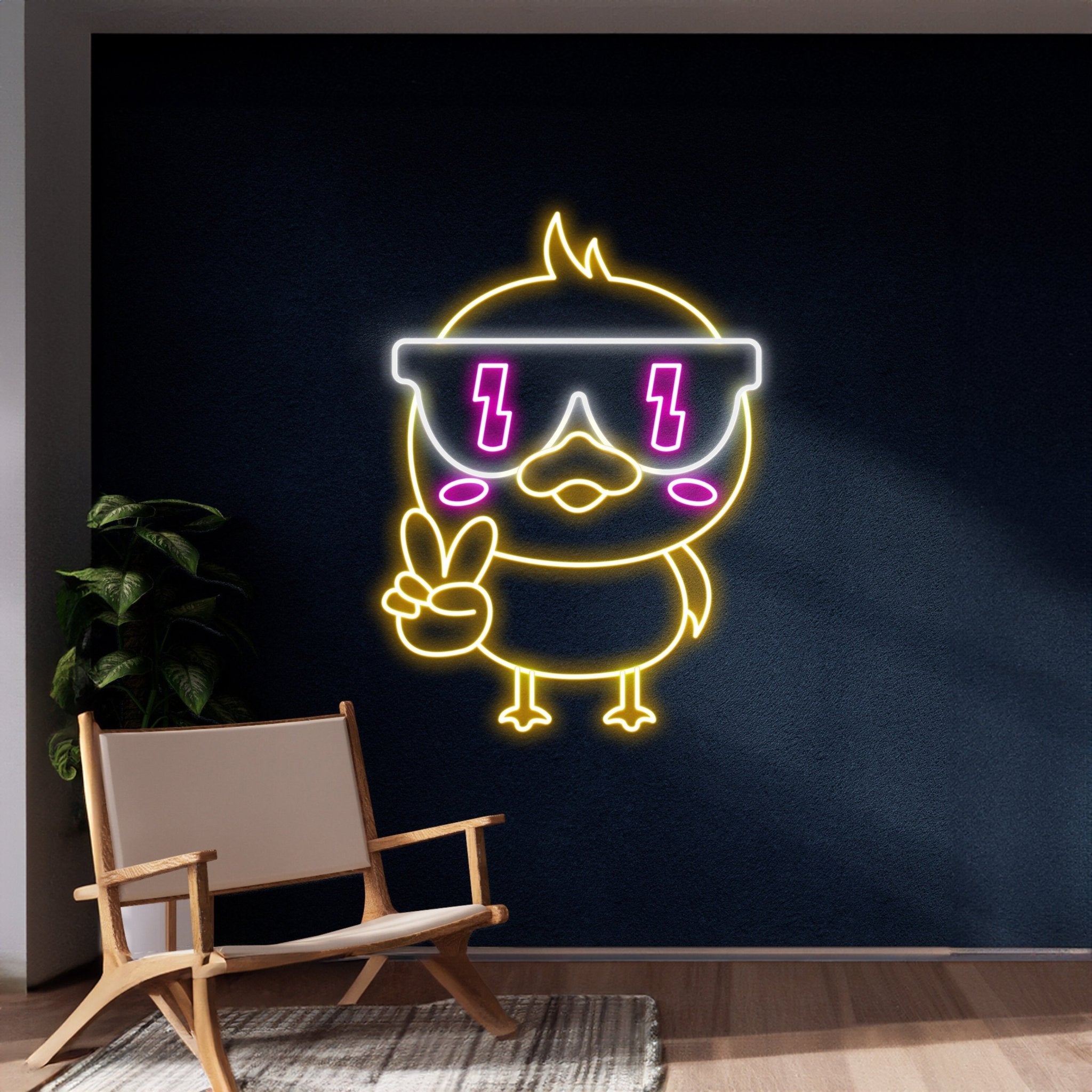 Peace Hand Glasses Duck Neon Light - Shineneon