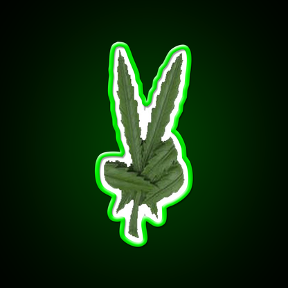 Peace Leaf Hemp Inspired Green Leaf Led Neon Sign Rgb Color - LED neon sign view 8