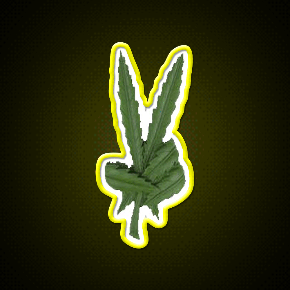 Peace Leaf Hemp Inspired Green Leaf Led Neon Sign Rgb Color - Custom LED neon sign front view