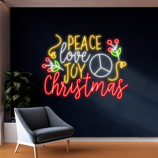 Peace Love Joy Christmas Neon Sign