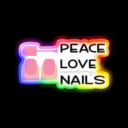 Peace Love Nail Salon Led Neon Sign Rgb Color - LED neon sign close-up detail