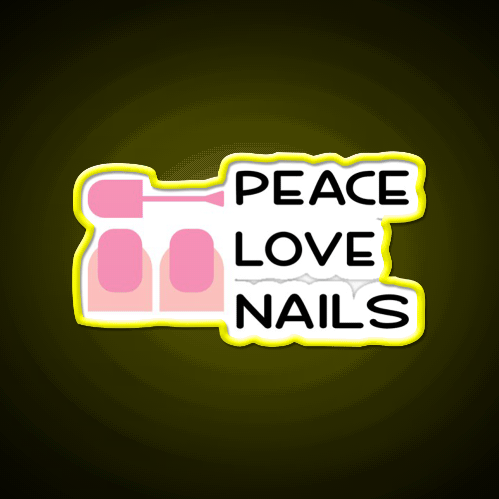 Peace Love Nail Salon Led Neon Sign Rgb Color - Custom LED neon sign front view
