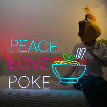 Peace Love Poke Led Neon Sign Food Led Neon Sign | Shineneon
