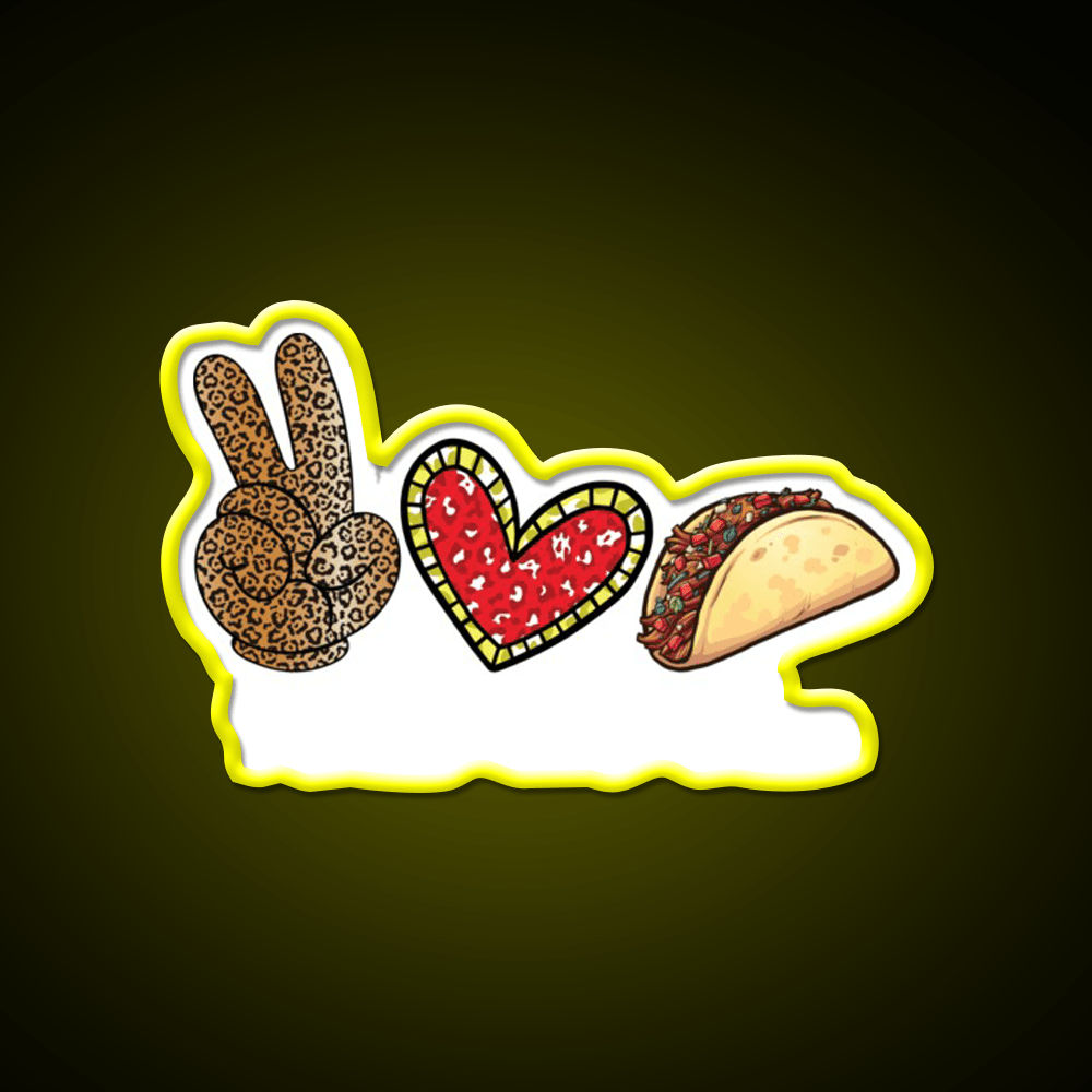 Peace Love Taco Funny Cinco De Mayo Mexican Taco Led Neon Sign Rgb Color - Shineneon