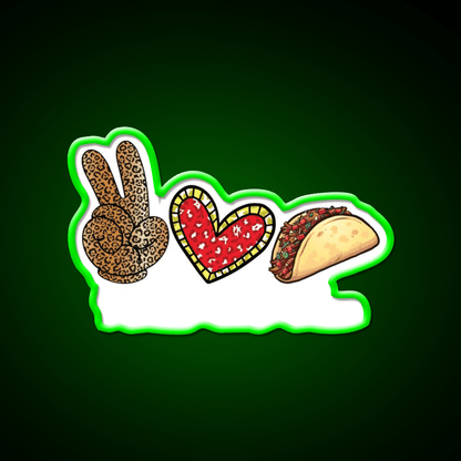 Peace Love Taco Funny Cinco De Mayo Mexican Taco Led Neon Sign Rgb Color - Shineneon
